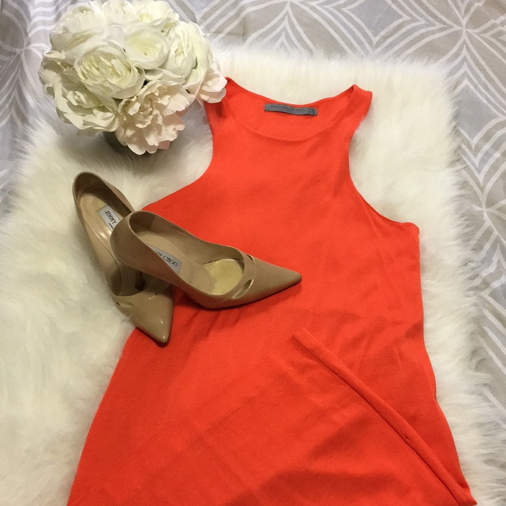 Zara collection orange dress